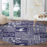 Blue Tonga Kilisimasi Fiefia Round Carpet Pacific Patchwork Xmas Vibes LT9 - Polynesian Pride