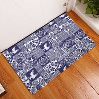 Blue Tonga Kilisimasi Fiefia Rubber Doormat Pacific Patchwork Xmas Vibes LT9 - Polynesian Pride