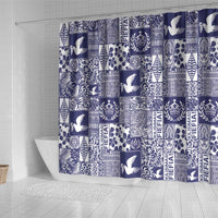 Blue Tonga Kilisimasi Fiefia Shower Curtain Pacific Patchwork Xmas Vibes LT9 - Polynesian Pride