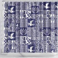 Blue Tonga Kilisimasi Fiefia Shower Curtain Pacific Patchwork Xmas Vibes LT9 - Polynesian Pride