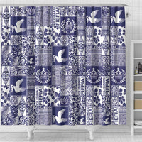 Blue Tonga Kilisimasi Fiefia Shower Curtain Pacific Patchwork Xmas Vibes LT9 - Polynesian Pride