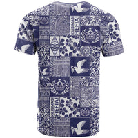 Blue Tonga Kilisimasi Fiefia T Shirt Pacific Patchwork Xmas Vibes LT9 - Polynesian Pride