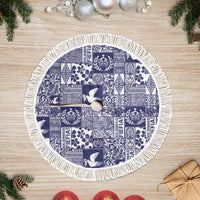 Blue Tonga Kilisimasi Fiefia Tree Skirt Pacific Patchwork Xmas Vibes LT9 Fringed Blue - Polynesian Pride