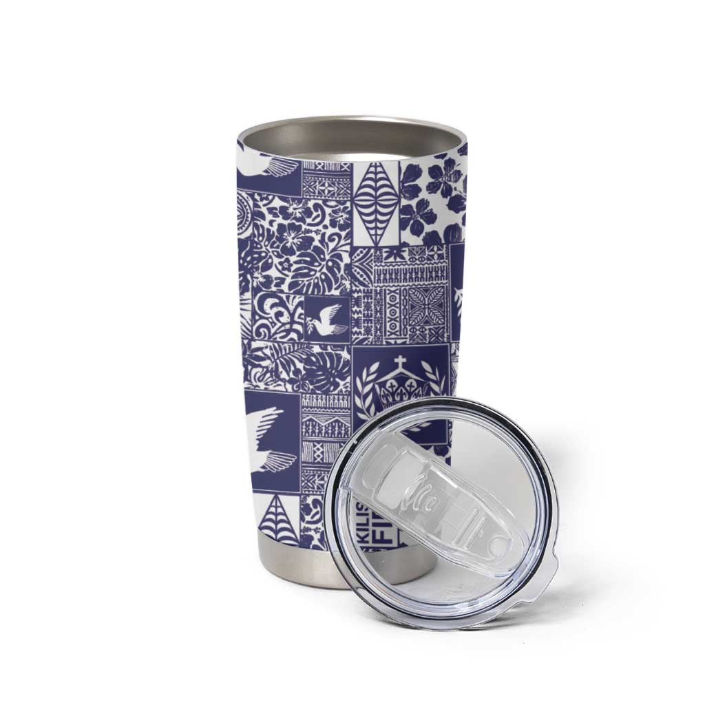 Blue Tonga Kilisimasi Fiefia Tumbler Cup Pacific Patchwork Xmas Vibes LT9 - Polynesian Pride