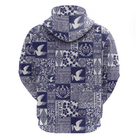 Blue Tonga Kilisimasi Fiefia Zip Hoodie Pacific Patchwork Xmas Vibes LT9 - Polynesian Pride