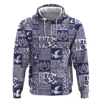 Blue Tonga Kilisimasi Fiefia Zip Hoodie Pacific Patchwork Xmas Vibes LT9 Pullover Hoodie Blue - Polynesian Pride