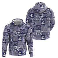 Blue Tonga Kilisimasi Fiefia Zip Hoodie Pacific Patchwork Xmas Vibes LT9 - Polynesian Pride