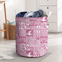 Pink Tonga Kilisimasi Fiefia Laundry Basket Pacific Patchwork Xmas Vibes LT9 Pink - Polynesian Pride