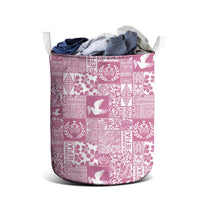 Pink Tonga Kilisimasi Fiefia Laundry Basket Pacific Patchwork Xmas Vibes LT9 - Polynesian Pride