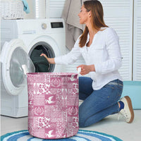 Pink Tonga Kilisimasi Fiefia Laundry Basket Pacific Patchwork Xmas Vibes LT9 - Polynesian Pride