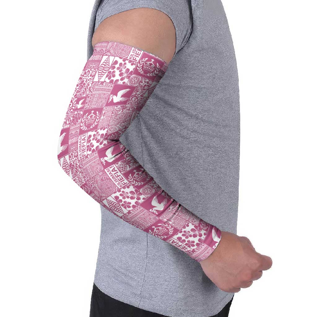 Pink Tonga Kilisimasi Fiefia Arm Sleeves Pacific Patchwork Xmas Vibes LT9 - Polynesian Pride