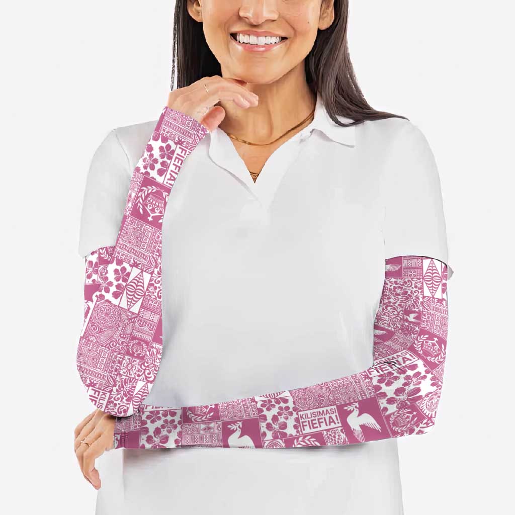 Pink Tonga Kilisimasi Fiefia Arm Sleeves Pacific Patchwork Xmas Vibes LT9 - Polynesian Pride