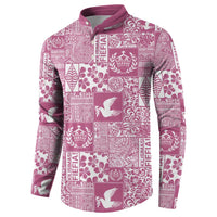 Pink Tonga Kilisimasi Fiefia Button Sweatshirt Pacific Patchwork Xmas Vibes LT9 - Polynesian Pride