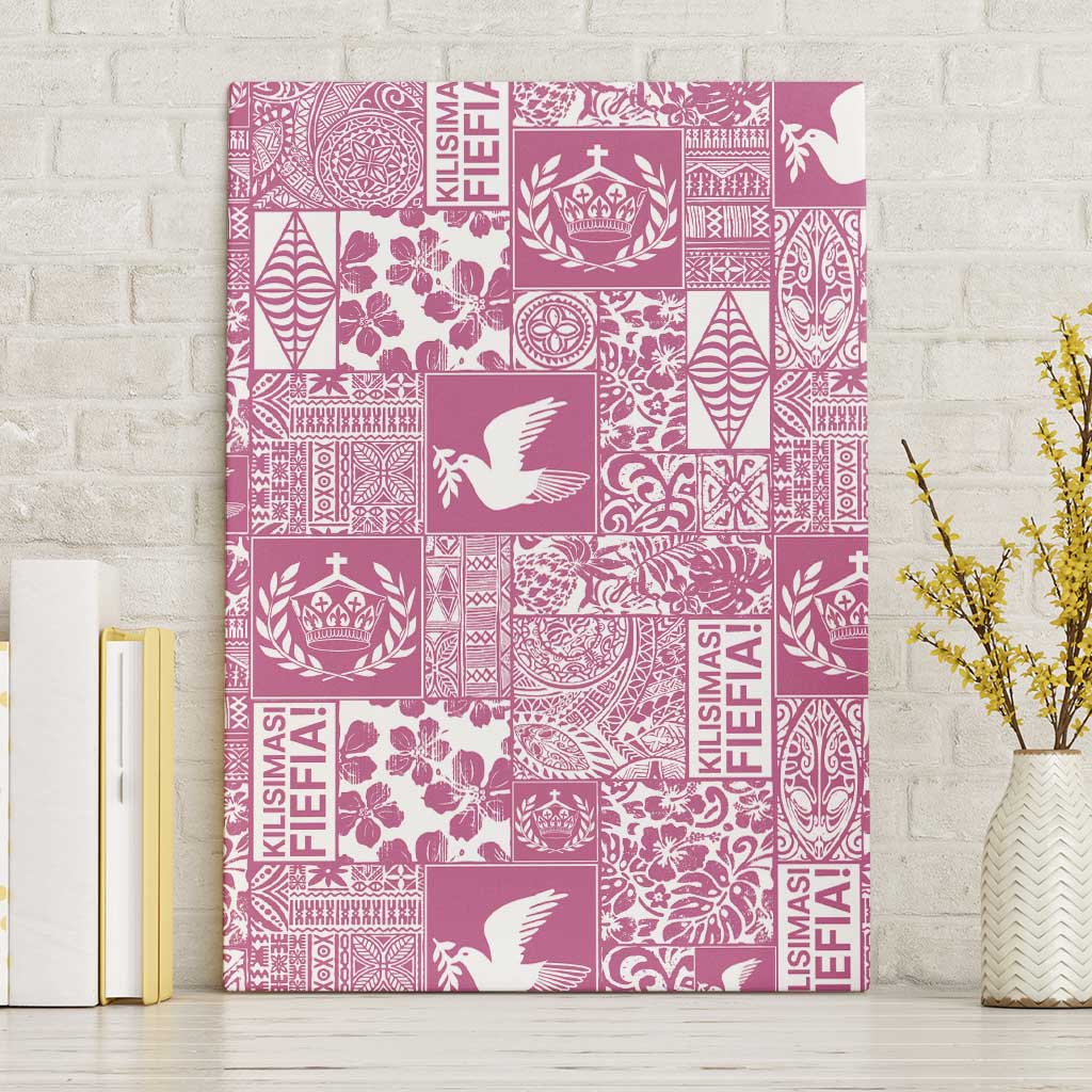 Pink Tonga Kilisimasi Fiefia Canvas Wall Art Pacific Patchwork Xmas Vibes LT9 Without Frame Pink - Polynesian Pride