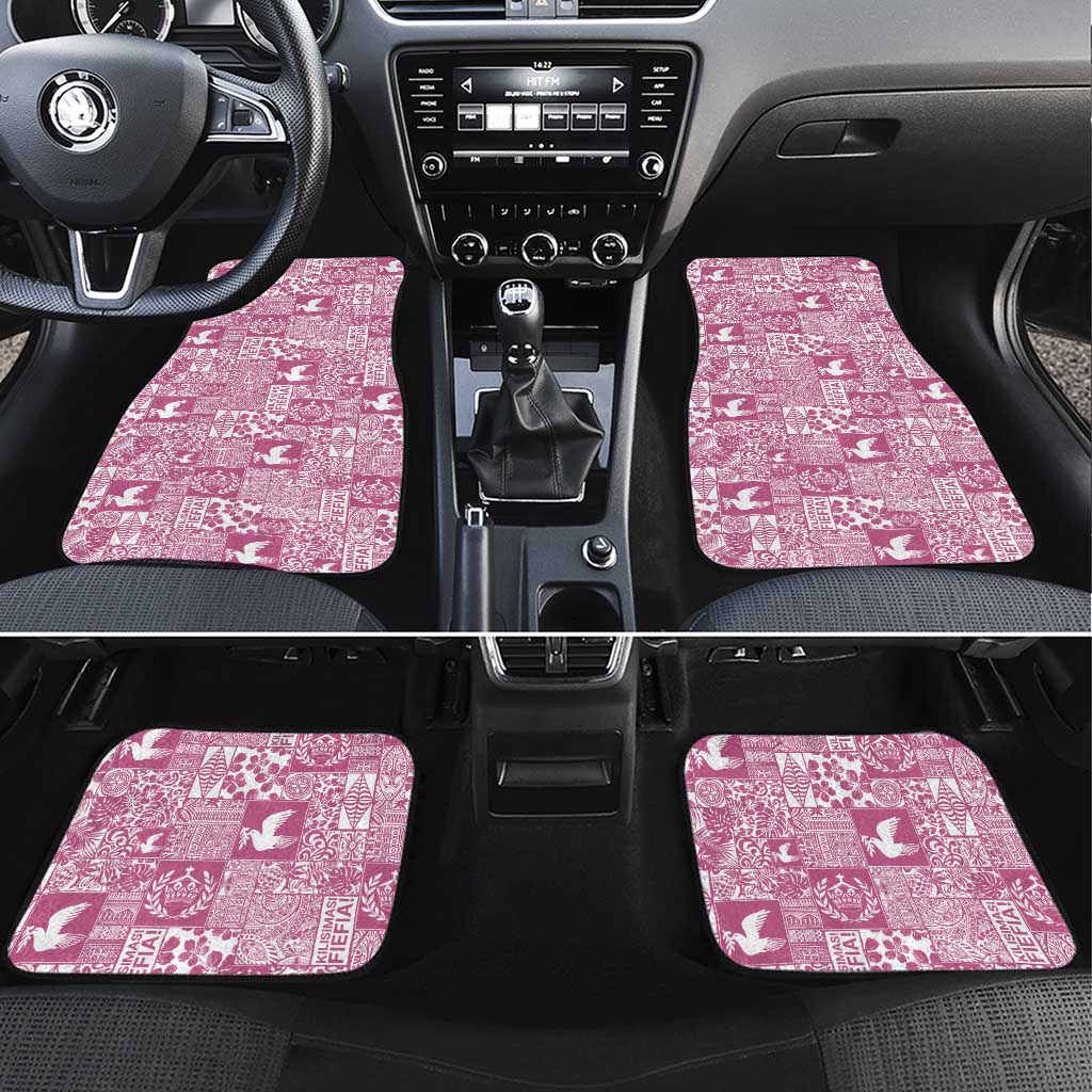 Pink Tonga Kilisimasi Fiefia Car Mats Pacific Patchwork Xmas Vibes LT9 Set 4pcs Pink - Polynesian Pride