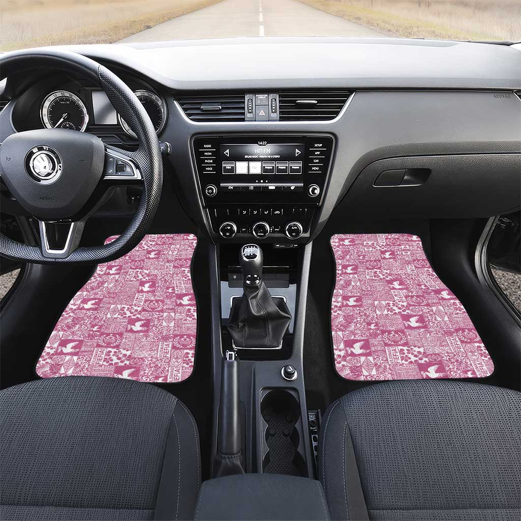 Pink Tonga Kilisimasi Fiefia Car Mats Pacific Patchwork Xmas Vibes LT9 Set 2pcs - Front Pink - Polynesian Pride