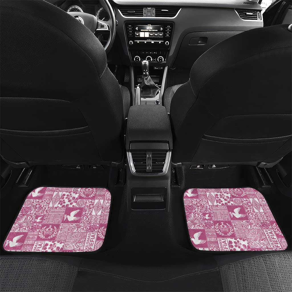 Pink Tonga Kilisimasi Fiefia Car Mats Pacific Patchwork Xmas Vibes LT9 Set 2pcs - Back Pink - Polynesian Pride
