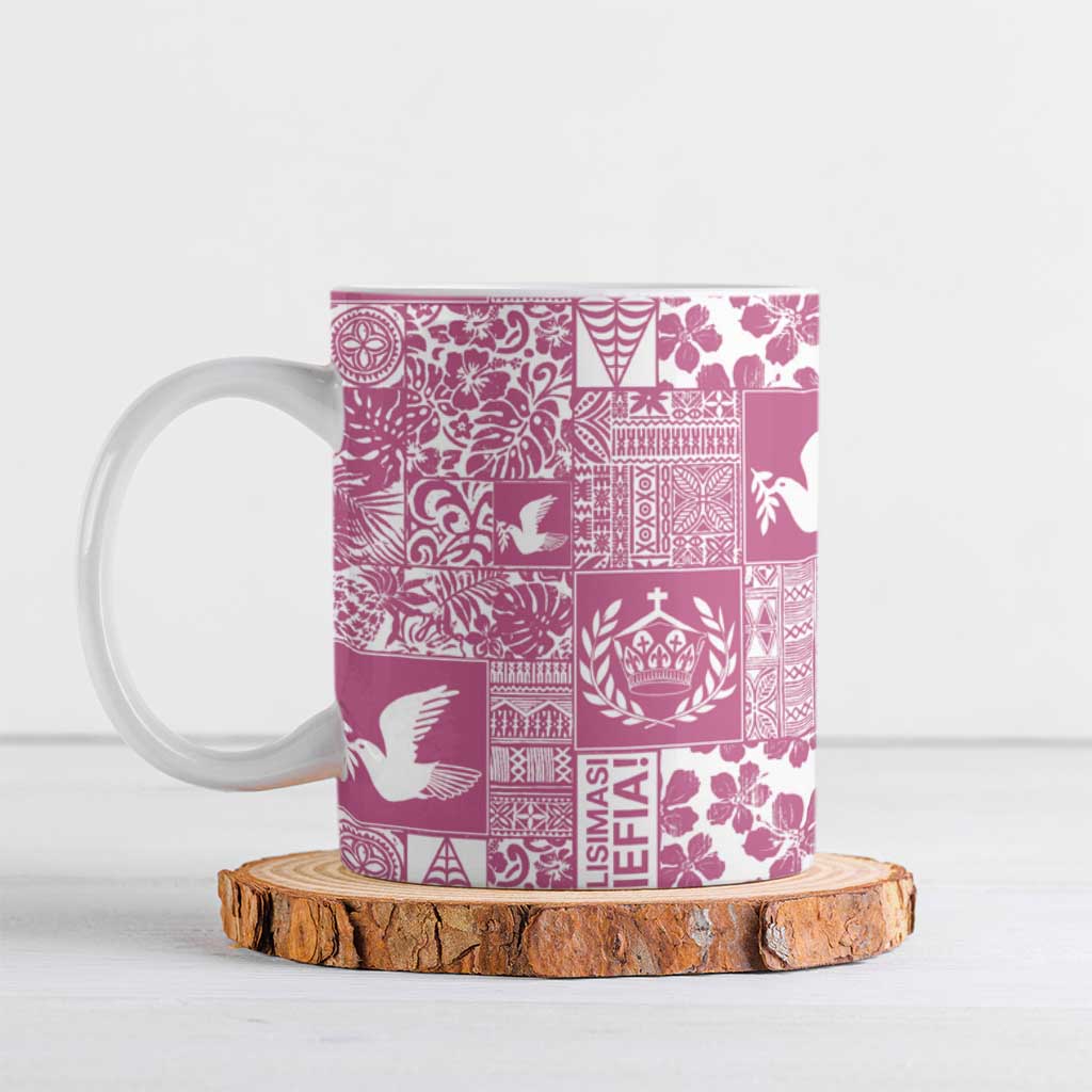 Pink Tonga Kilisimasi Fiefia Ceramic Mug Pacific Patchwork Xmas Vibes LT9 Pink - Polynesian Pride