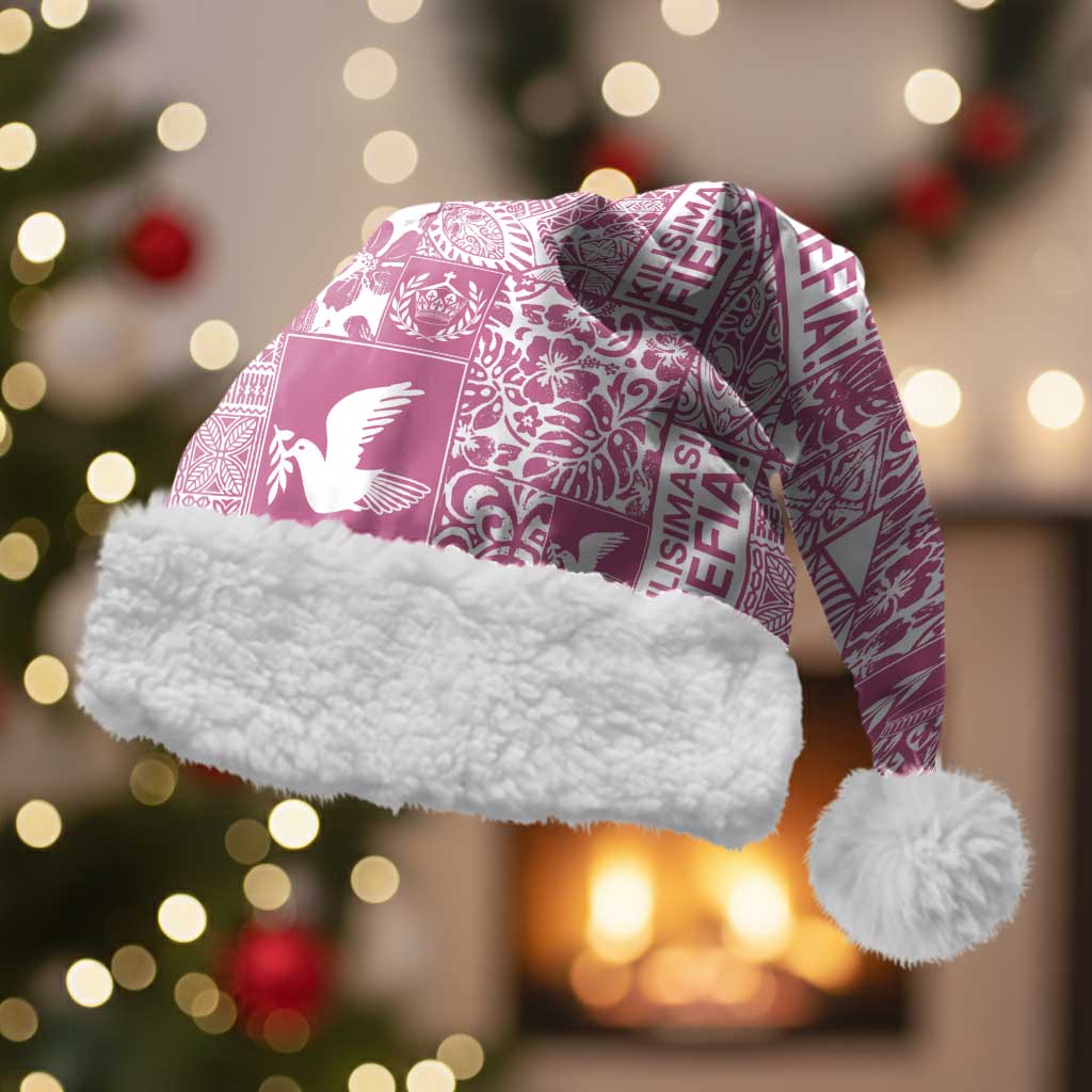 Pink Tonga Kilisimasi Fiefia Christmas Santa Hat Pacific Patchwork Xmas Vibes LT9 With Fur Pink - Polynesian Pride