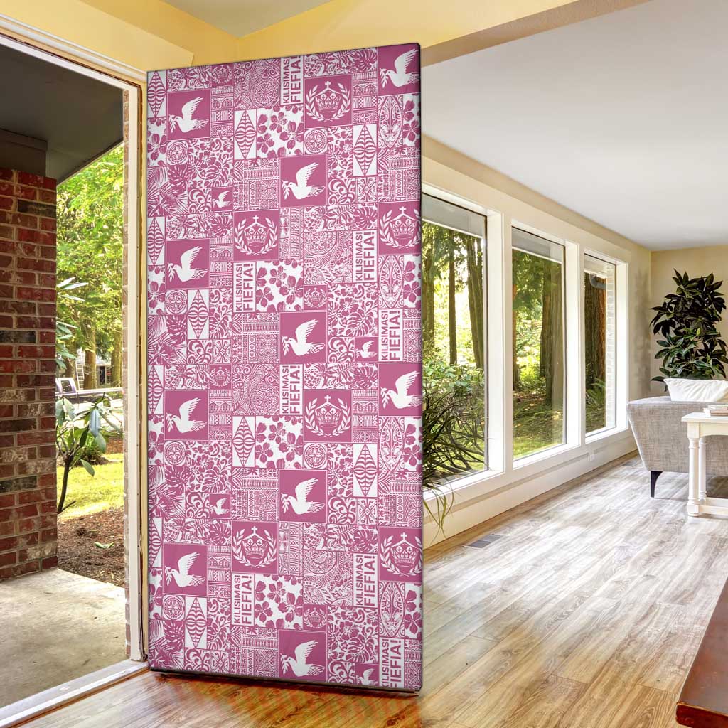 Pink Tonga Kilisimasi Fiefia Door Cover Pacific Patchwork Xmas Vibes LT9 - Polynesian Pride