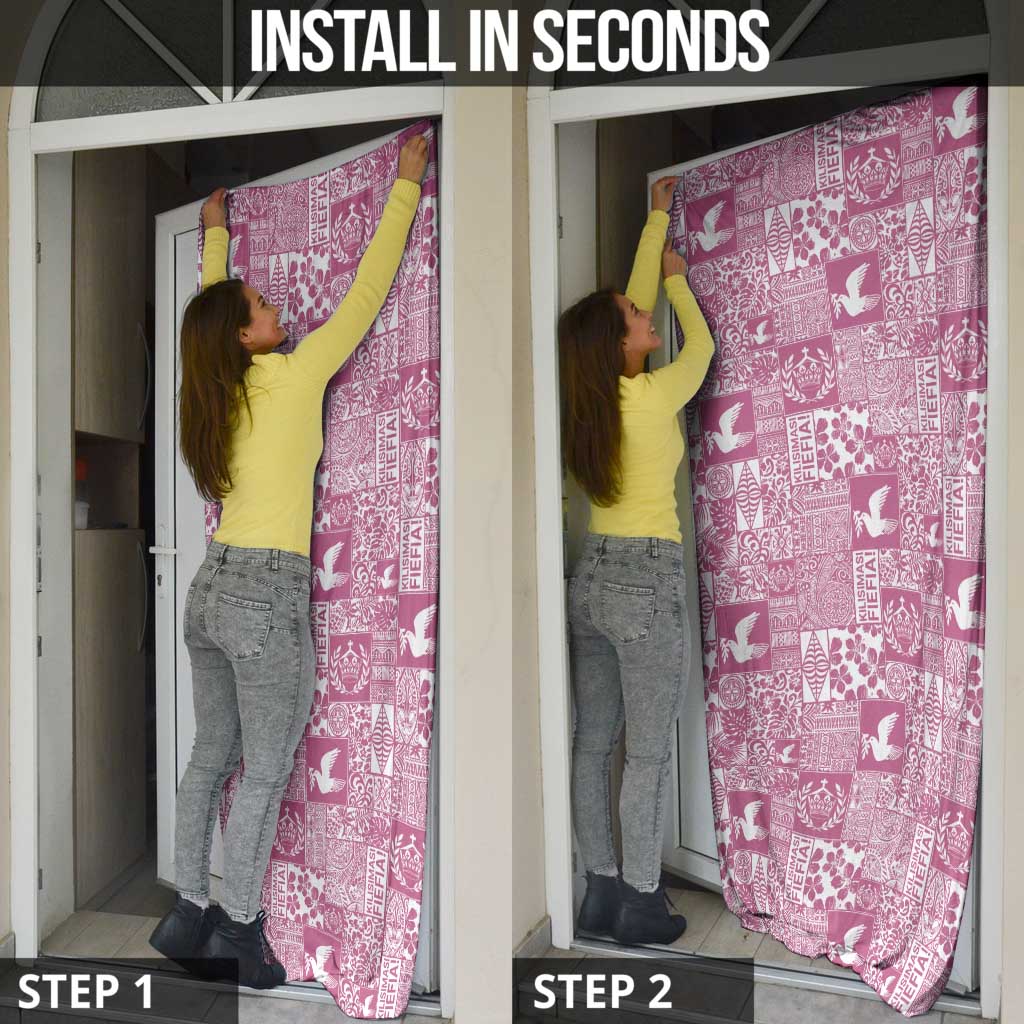 Pink Tonga Kilisimasi Fiefia Door Cover Pacific Patchwork Xmas Vibes LT9 - Polynesian Pride