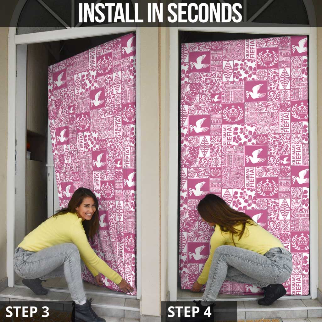 Pink Tonga Kilisimasi Fiefia Door Cover Pacific Patchwork Xmas Vibes LT9 - Polynesian Pride