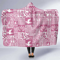 Pink Tonga Kilisimasi Fiefia Hooded Blanket Pacific Patchwork Xmas Vibes LT9 One Size Pink - Polynesian Pride