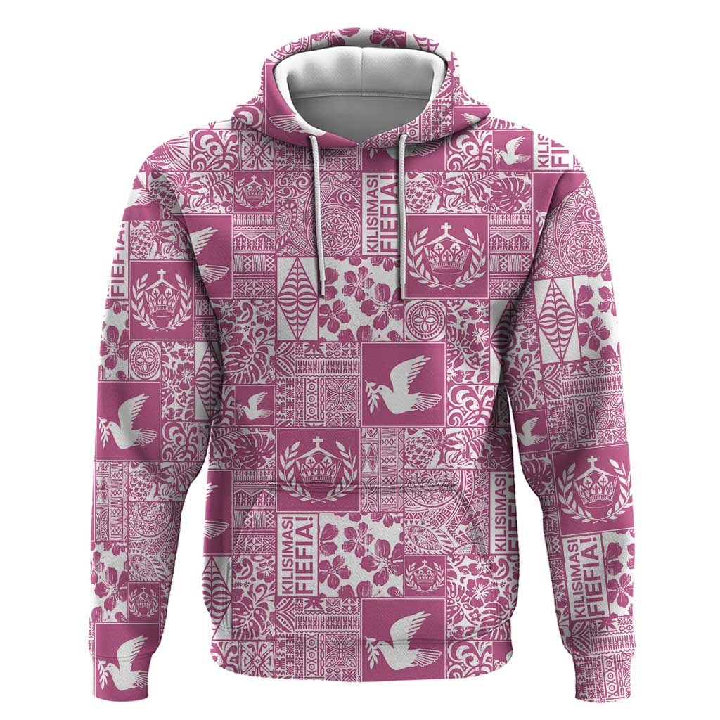 Pink Tonga Kilisimasi Fiefia Hoodie Pacific Patchwork Xmas Vibes LT9 Pullover Hoodie Pink - Polynesian Pride