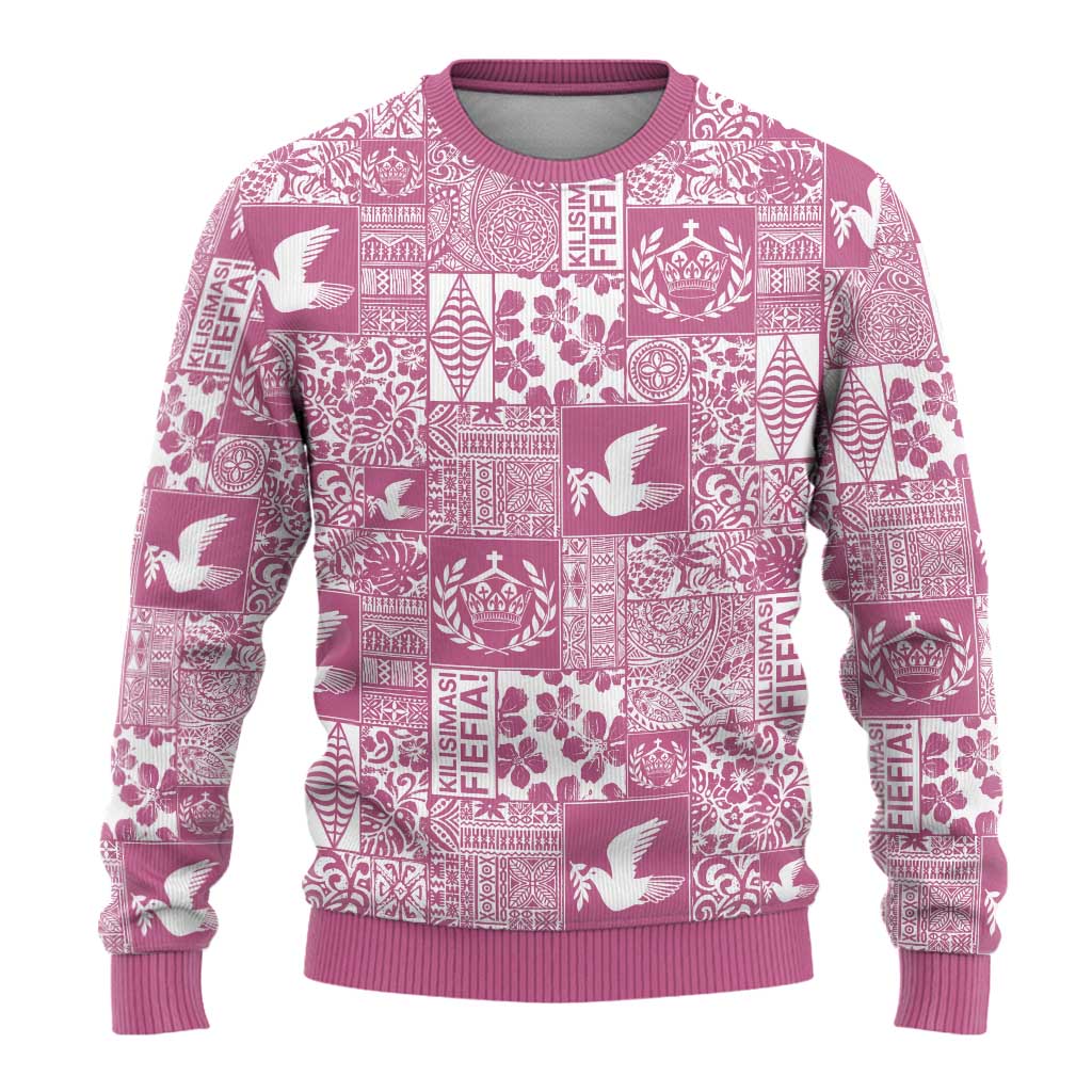 Pink Tonga Kilisimasi Fiefia Ugly Christmas Sweater Pacific Patchwork Xmas Vibes LT9 - Polynesian Pride