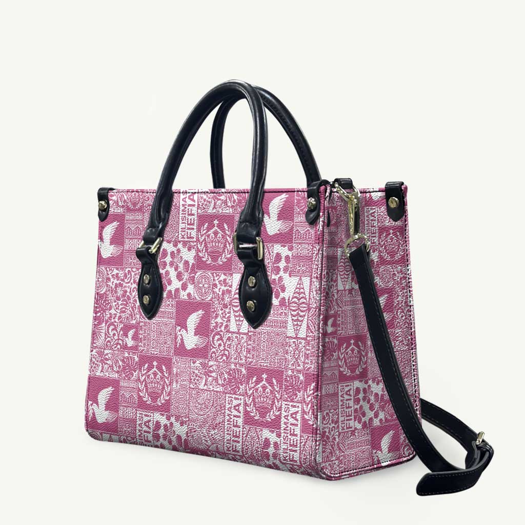 Pink Tonga Kilisimasi Fiefia Leather Bag Pacific Patchwork Xmas Vibes LT9 Pink - Polynesian Pride