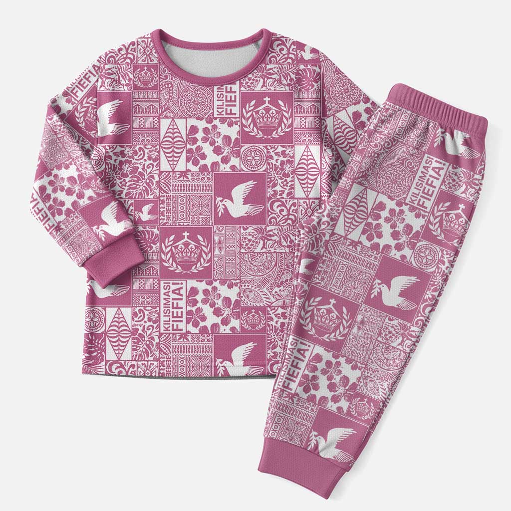 Pink Tonga Kilisimasi Fiefia Christmas Pajama Set Pacific Patchwork Xmas Vibes LT9 Men Pink - Polynesian Pride
