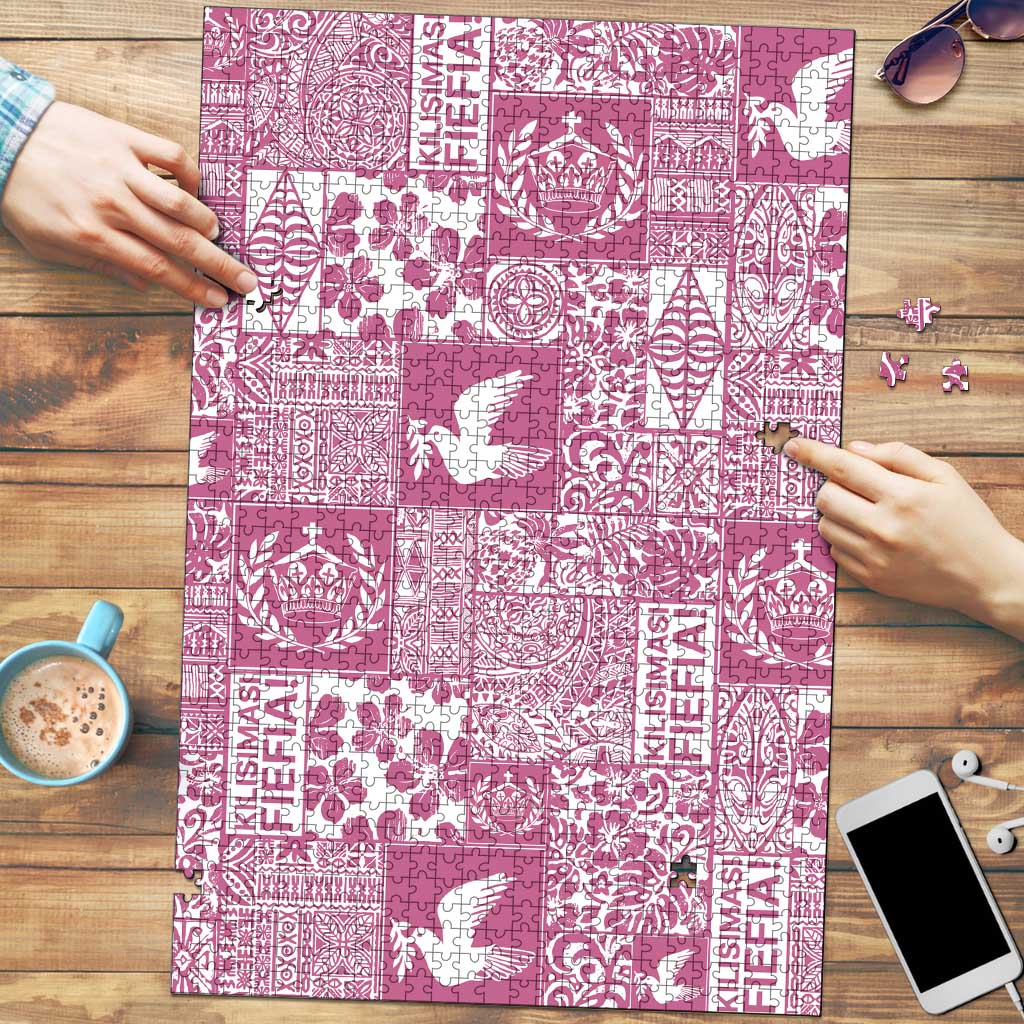 Pink Tonga Kilisimasi Fiefia Puzzle Pacific Patchwork Xmas Vibes LT9 Pink - Polynesian Pride