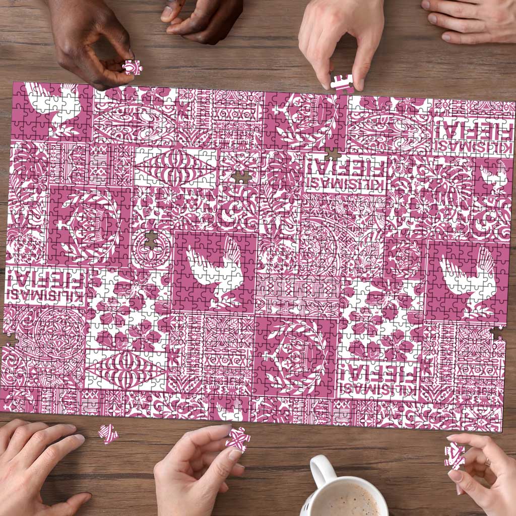 Pink Tonga Kilisimasi Fiefia Puzzle Pacific Patchwork Xmas Vibes LT9 - Polynesian Pride