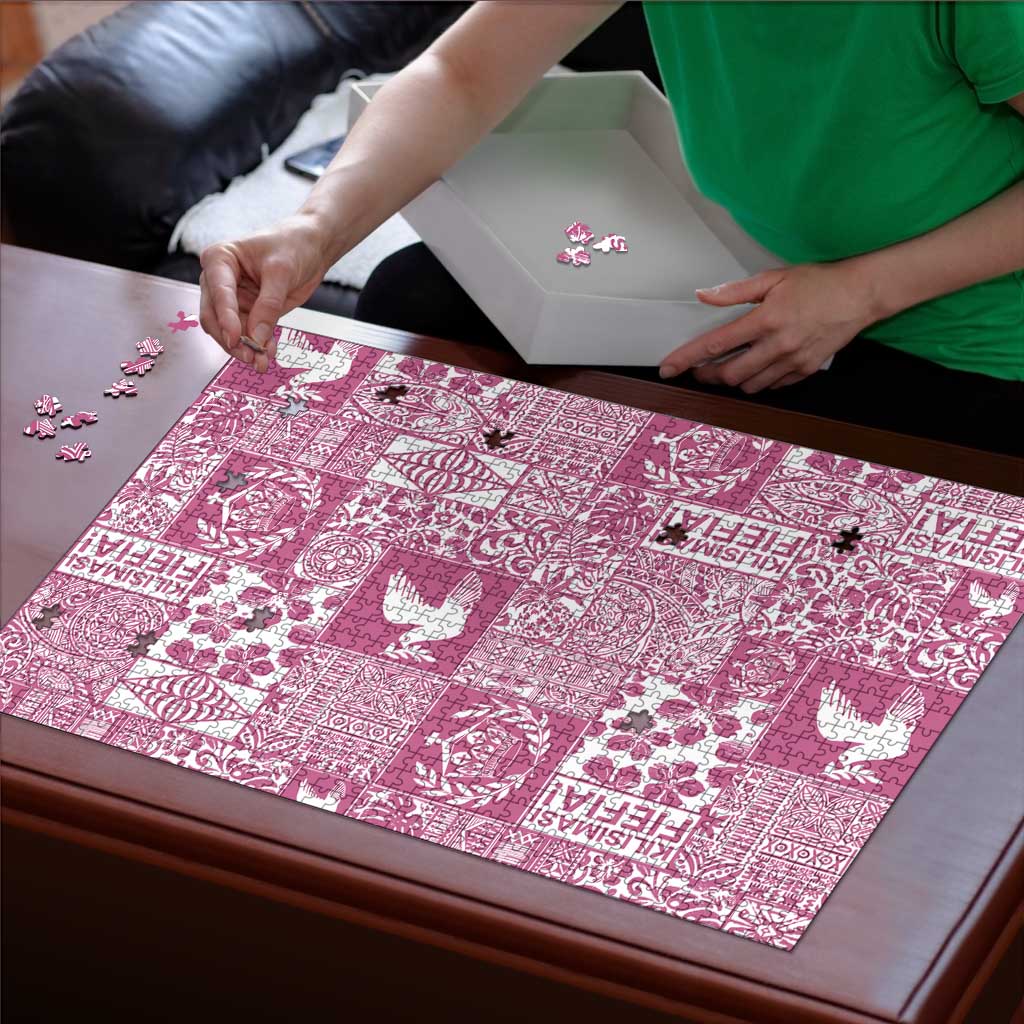 Pink Tonga Kilisimasi Fiefia Puzzle Pacific Patchwork Xmas Vibes LT9 - Polynesian Pride