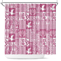 Pink Tonga Kilisimasi Fiefia Shower Curtain Pacific Patchwork Xmas Vibes LT9 Pink - Polynesian Pride