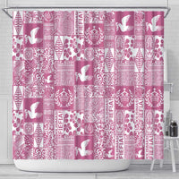 Pink Tonga Kilisimasi Fiefia Shower Curtain Pacific Patchwork Xmas Vibes LT9 - Polynesian Pride