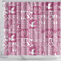 Pink Tonga Kilisimasi Fiefia Shower Curtain Pacific Patchwork Xmas Vibes LT9 - Polynesian Pride