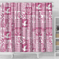 Pink Tonga Kilisimasi Fiefia Shower Curtain Pacific Patchwork Xmas Vibes LT9 - Polynesian Pride