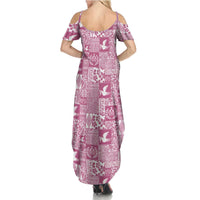 Pink Tonga Kilisimasi Fiefia Summer Maxi Dress Pacific Patchwork Xmas Vibes LT9 - Polynesian Pride