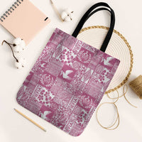 Pink Tonga Kilisimasi Fiefia Tote Bag Pacific Patchwork Xmas Vibes LT9 Black Strap One Size Pink - Polynesian Pride