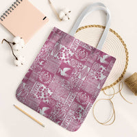 Pink Tonga Kilisimasi Fiefia Tote Bag Pacific Patchwork Xmas Vibes LT9 White Strap One Size Pink - Polynesian Pride
