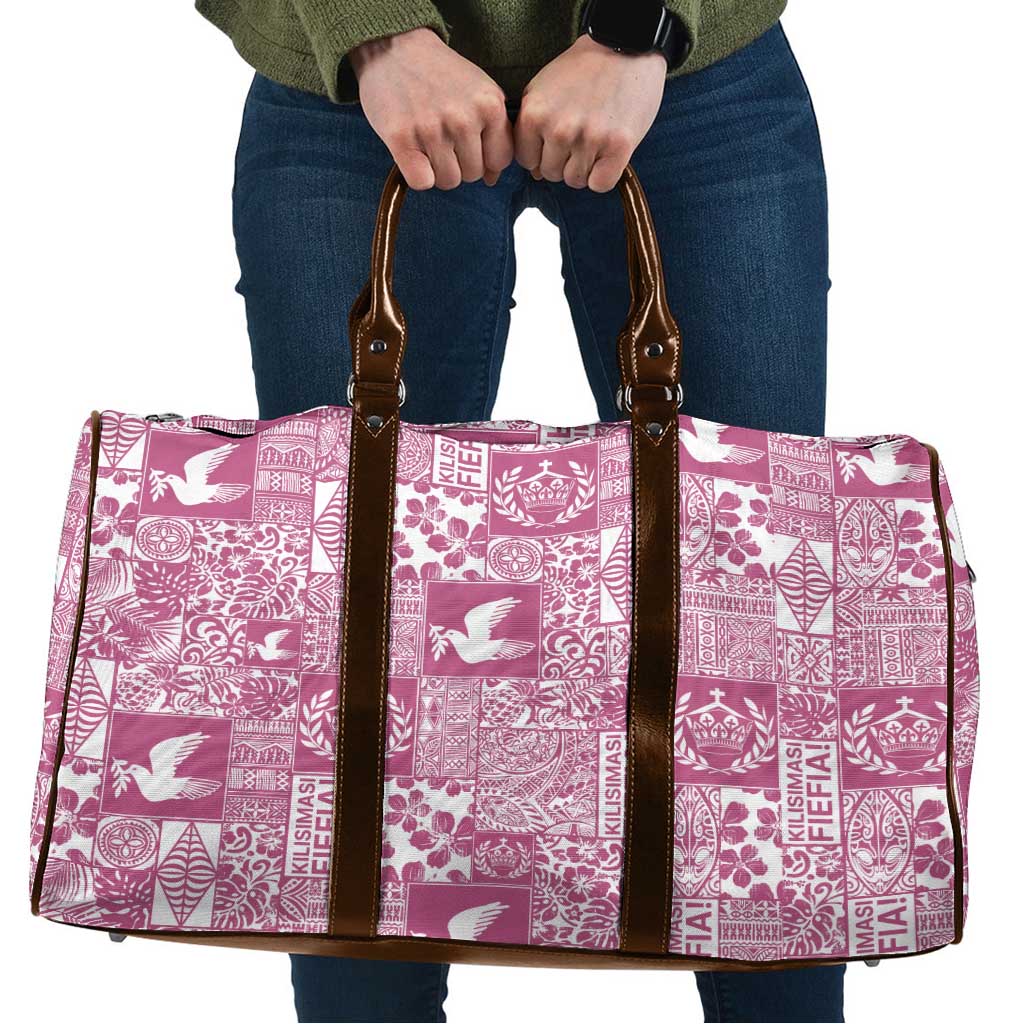 Pink Tonga Kilisimasi Fiefia Travel Bag Pacific Patchwork Xmas Vibes LT9 Pink - Polynesian Pride