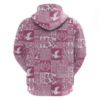 Pink Tonga Kilisimasi Fiefia Zip Hoodie Pacific Patchwork Xmas Vibes LT9 - Polynesian Pride