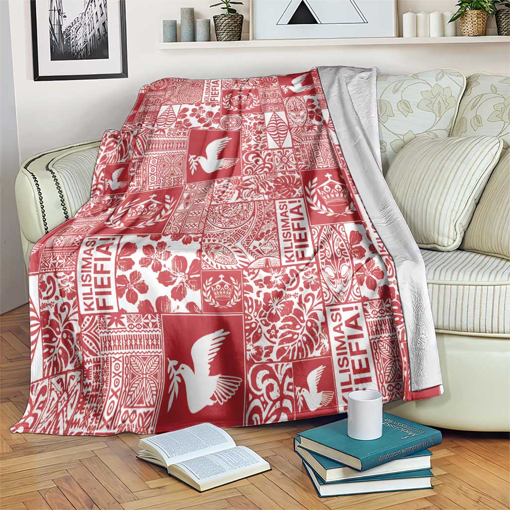 Red Tonga Kilisimasi Fiefia Blanket Pacific Patchwork Xmas Vibes LT9 Red - Polynesian Pride