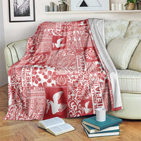 Red Tonga Kilisimasi Fiefia Blanket Pacific Patchwork Xmas Vibes LT9 Red - Polynesian Pride
