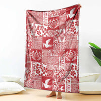Red Tonga Kilisimasi Fiefia Blanket Pacific Patchwork Xmas Vibes LT9 - Polynesian Pride