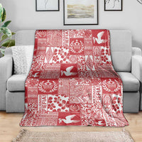 Red Tonga Kilisimasi Fiefia Blanket Pacific Patchwork Xmas Vibes LT9 - Polynesian Pride