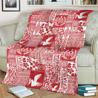 Red Tonga Kilisimasi Fiefia Blanket Pacific Patchwork Xmas Vibes LT9 - Polynesian Pride