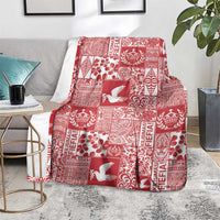 Red Tonga Kilisimasi Fiefia Blanket Pacific Patchwork Xmas Vibes LT9 - Polynesian Pride
