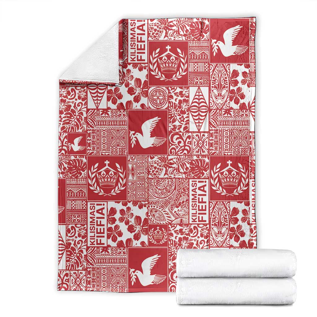 Red Tonga Kilisimasi Fiefia Blanket Pacific Patchwork Xmas Vibes LT9 - Polynesian Pride